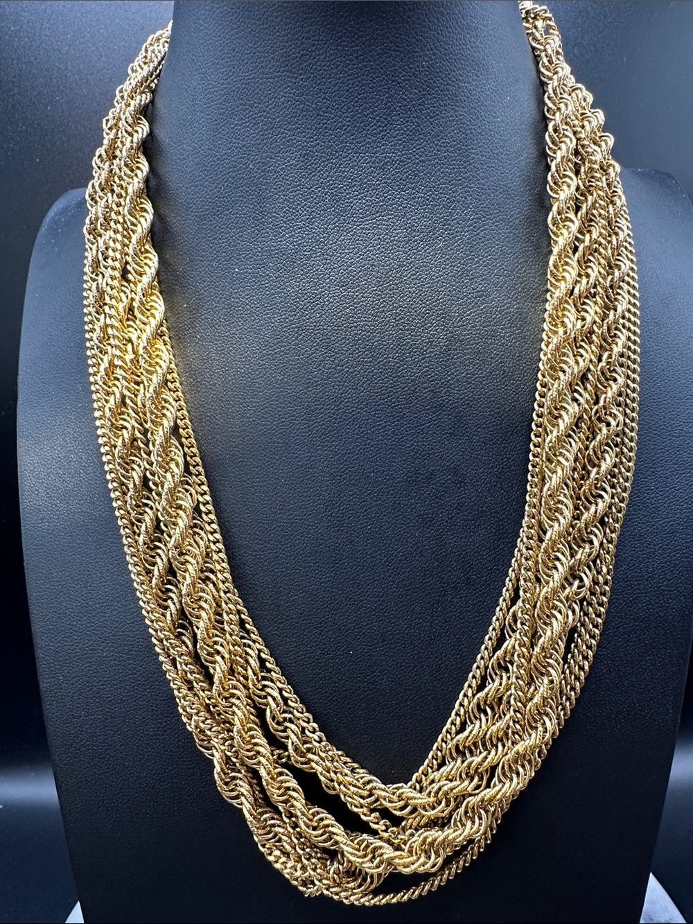 Vintage Monet 55” Multi-Strand Gold-Tone Statement Rope Chain layering Necklace